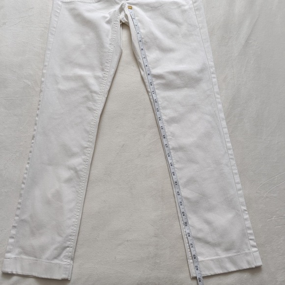 Theory Sz 2 Off White Grace Connecticut Denim Jeans Straight Leg Low Rise Cotton - Picture 4 of 7